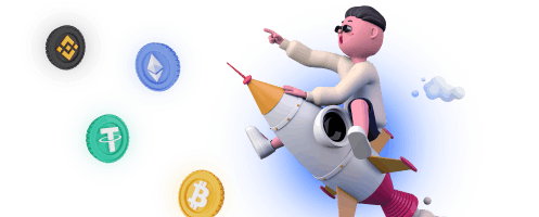 mascotte kagino fr sur une fusée cryptomonnaie