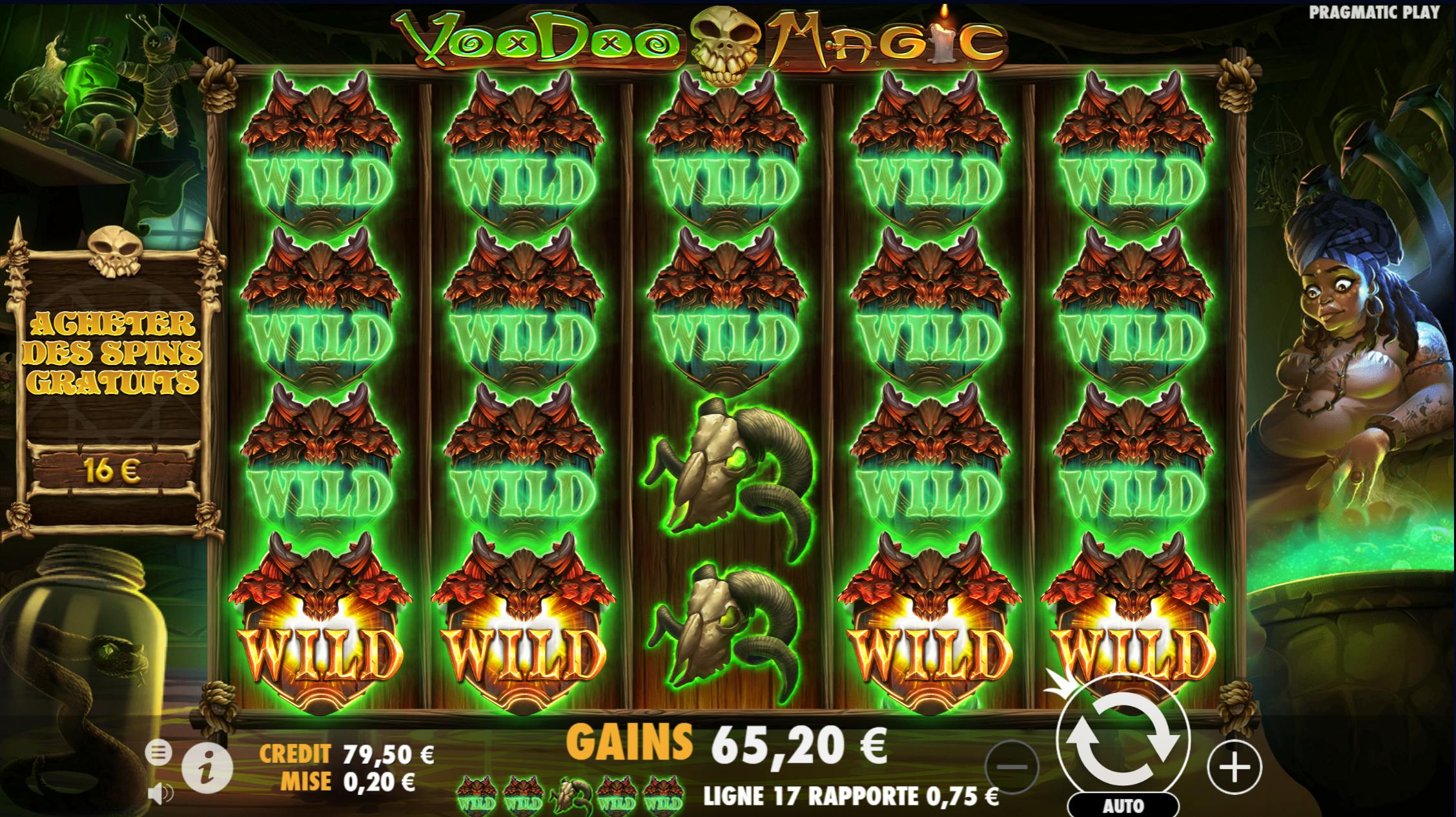 mega win full screen sur voodoo fortune de pragmatic play