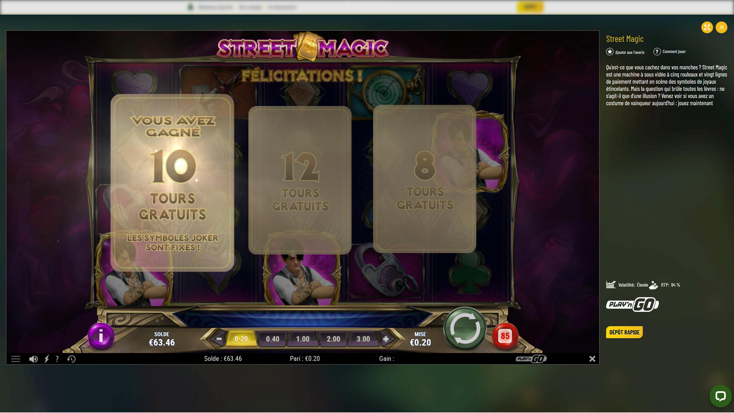 StreetMagic Play'n Go slot on MaChance casino gameplay FreeSpins