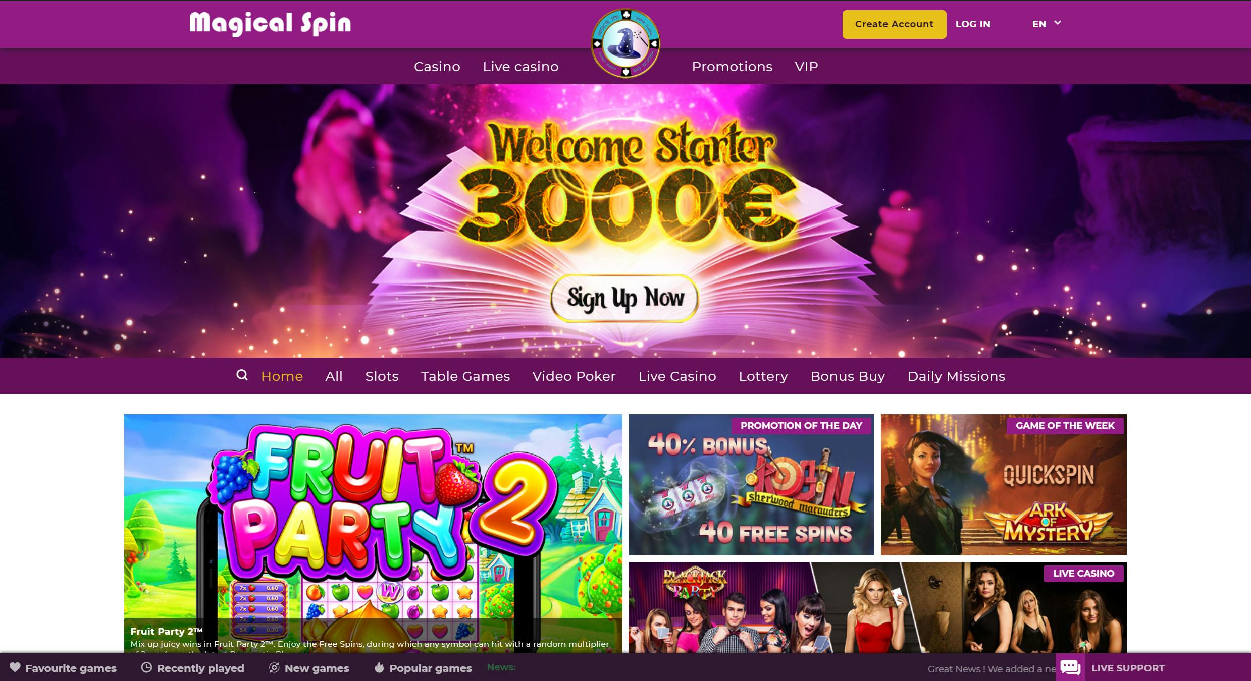 landing page magical spin hd fr