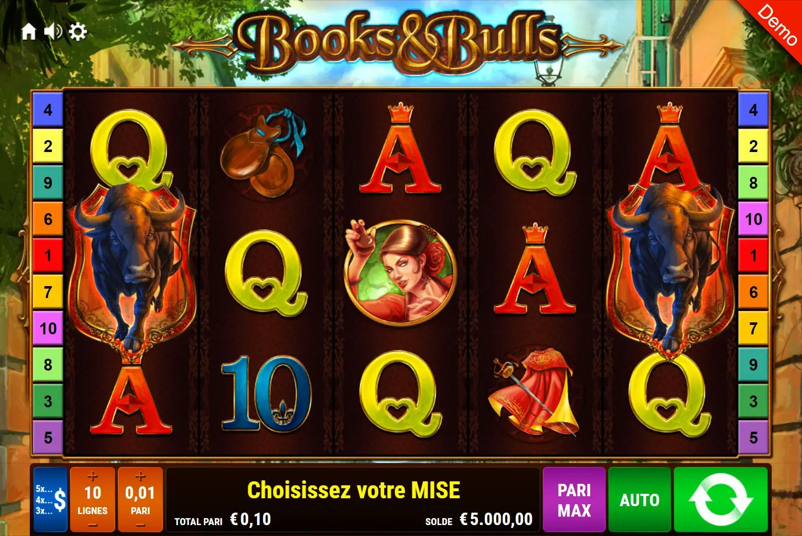 aperçu de la slot books and bulls de gamomat