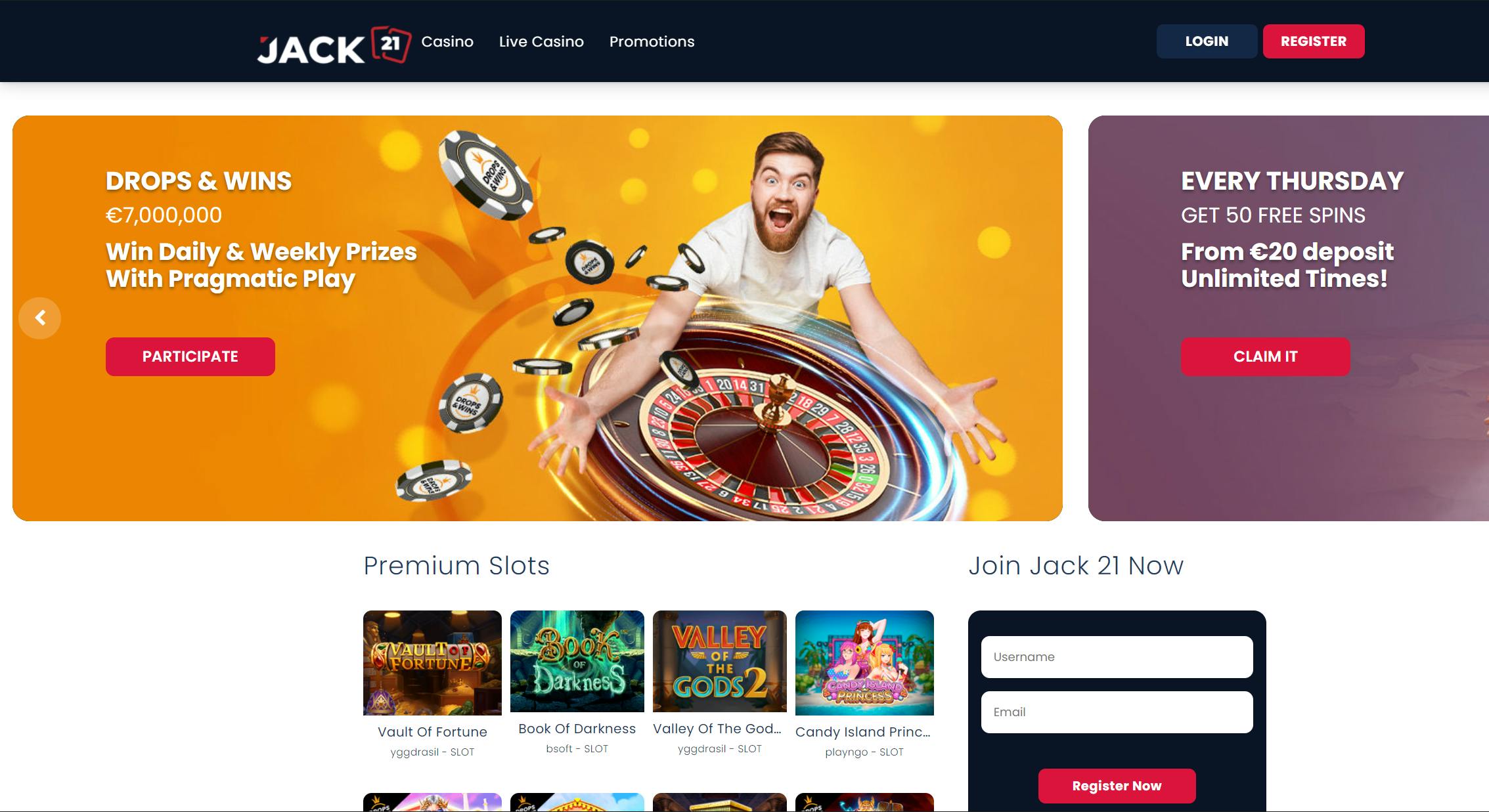 landing page jack21