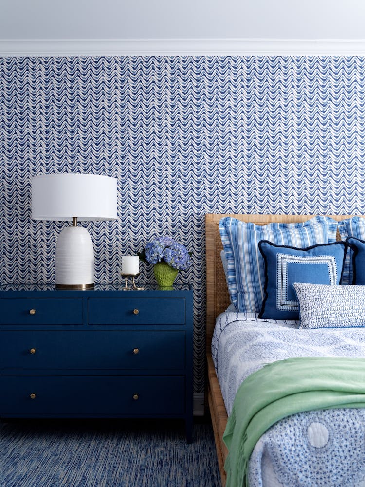 Bright and functional kids’ bedroom in a Long Island Colonial Revival home with built-in storage and whimsical decor, designed by K.A. Murphy Interiors