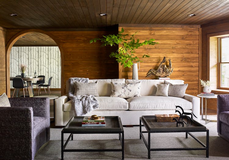 Hudson Valley log cabin retreat with rustic luxury interior by K.A. Murphy Interiors