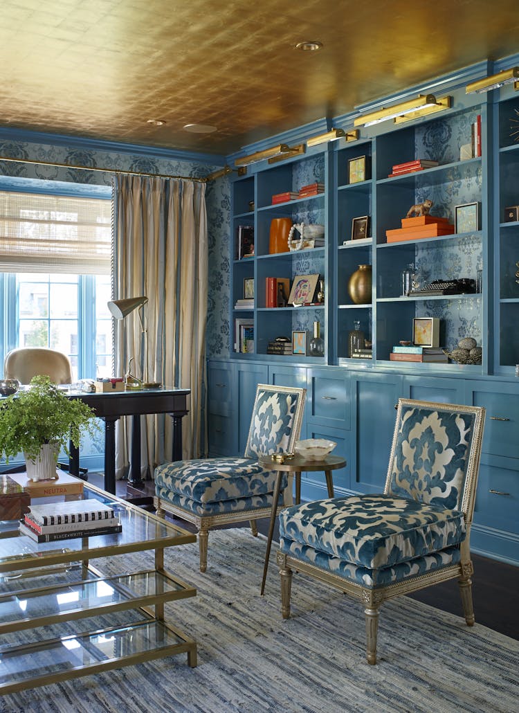Sophisticated office space in a Long Island Colonial Revival home featuring classic design and modern functionality, by K.A. Murphy Interiors