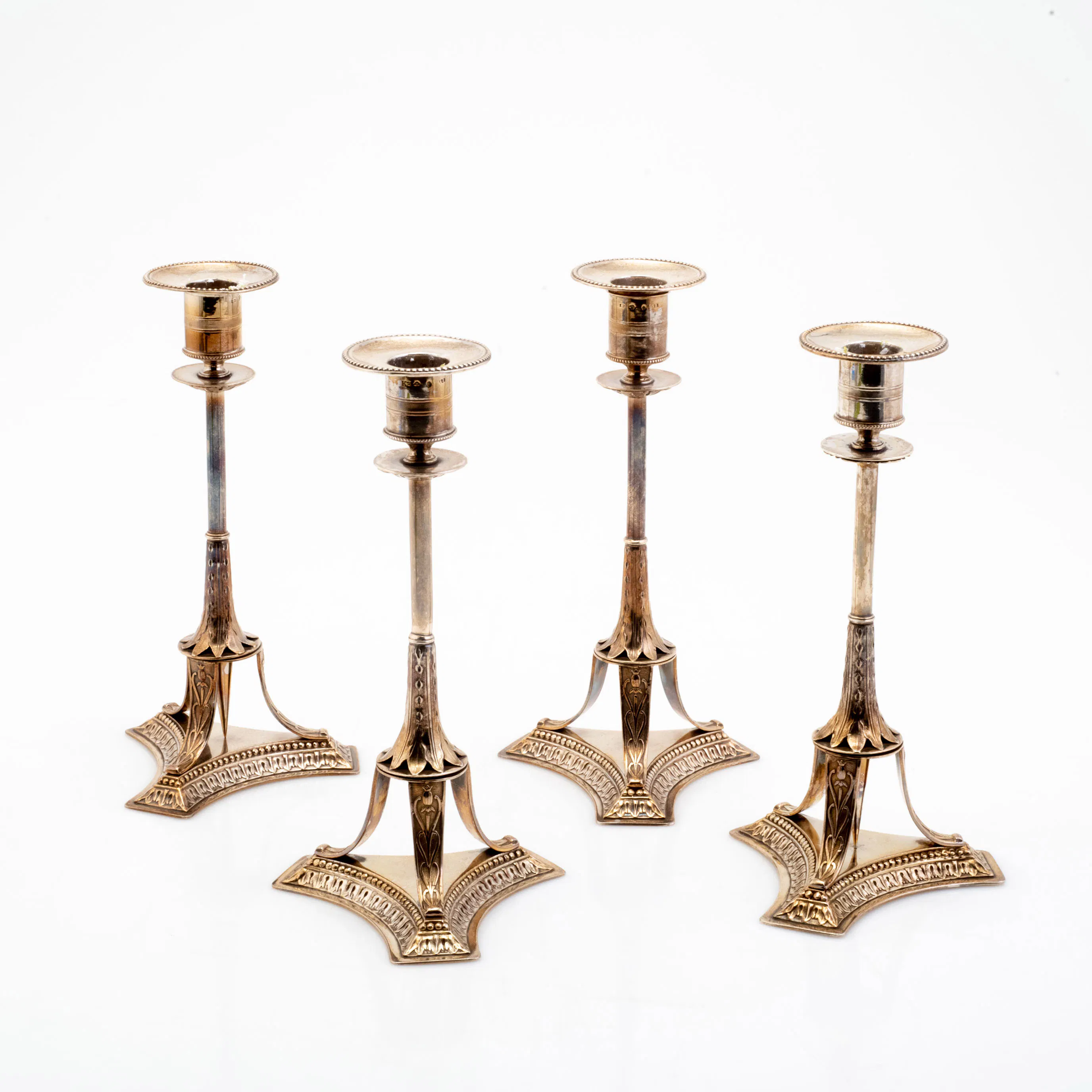 13 ADOLF ZETHELIUS, ljusstakar, 4 st, silver