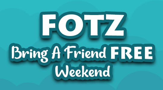 FOTZ Being a Friend Weekend overlaid on a blue background