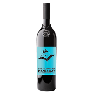 Image of a bottle of white wine featuring a manta ray on it.