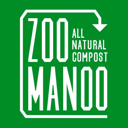 Logo saying Zoo Manoo All Natural Compost
