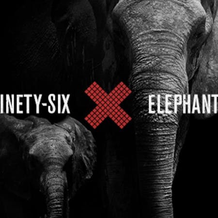 a mother elephant standing next to her child with the words 96 Elephants