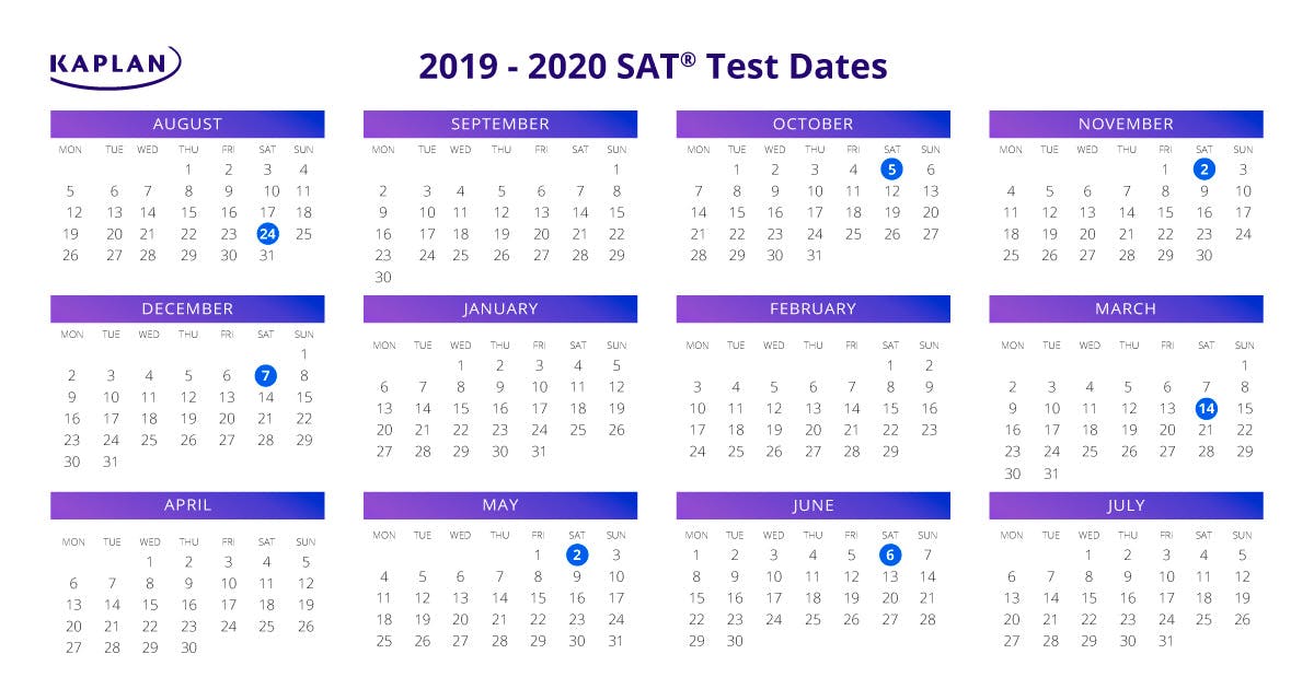 SAT Test Dates 2019 20 Registration Dates & Fees Kaplan Test Prep