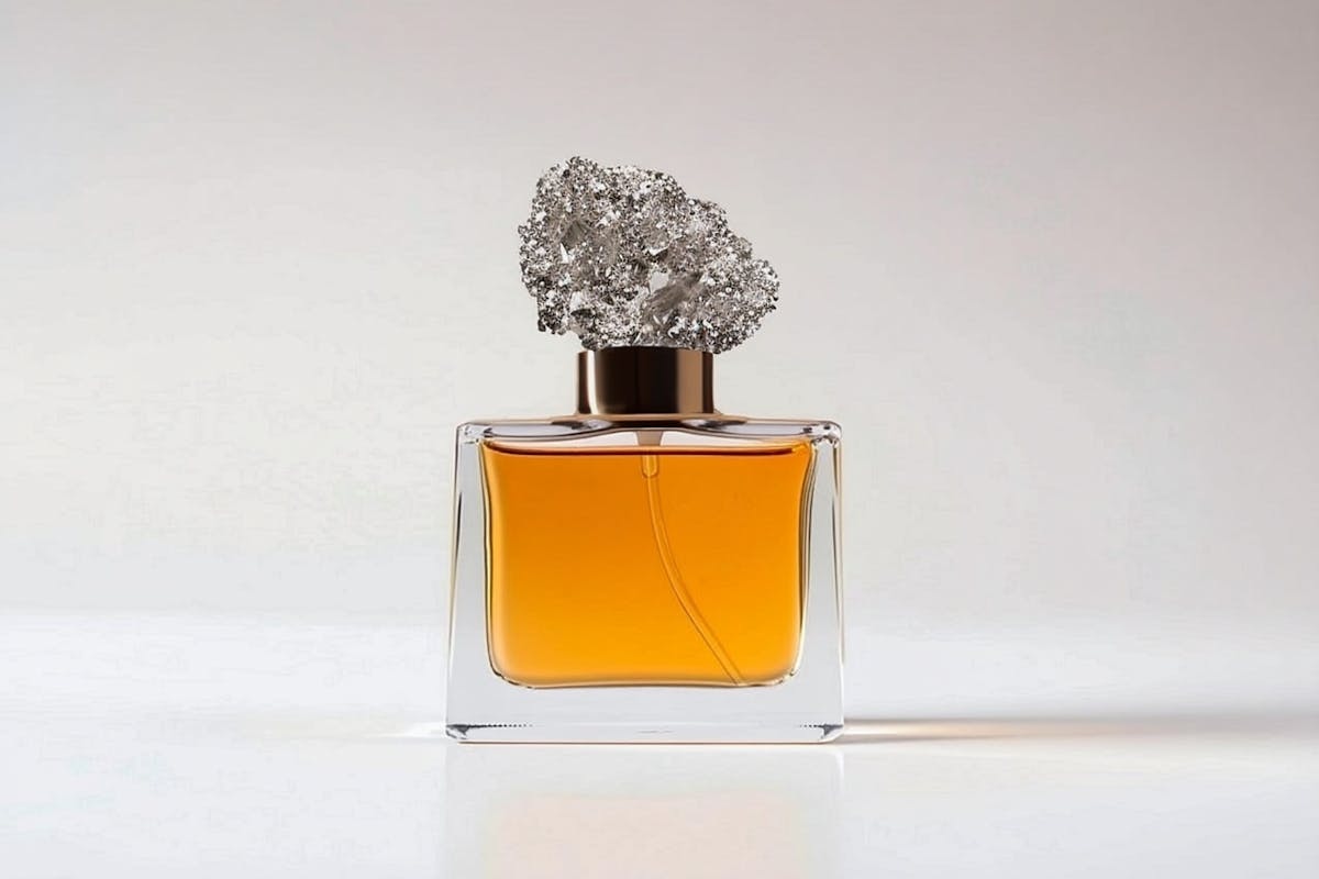 perfume bottle with Pyrite cap