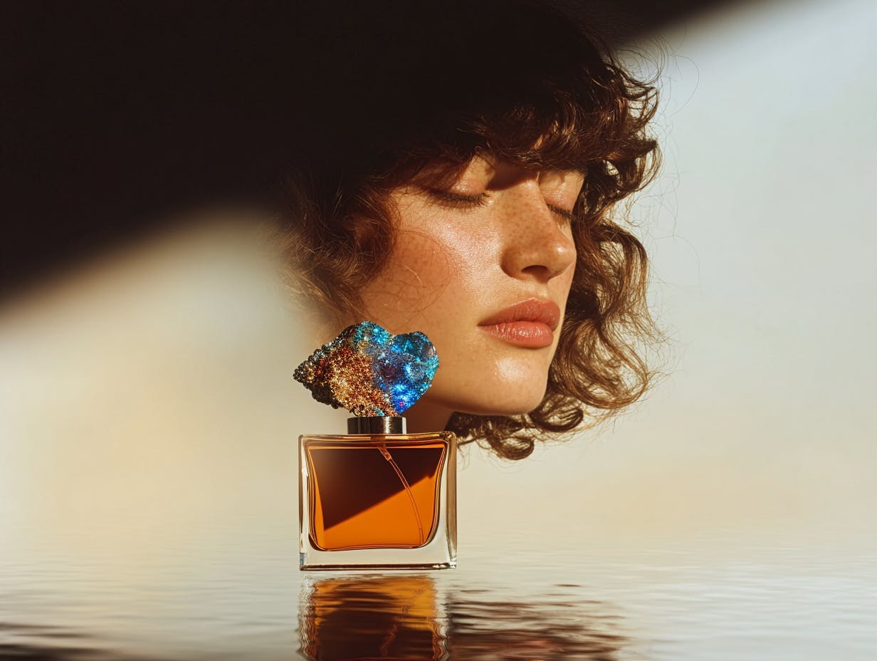 woman with a perfume bottle