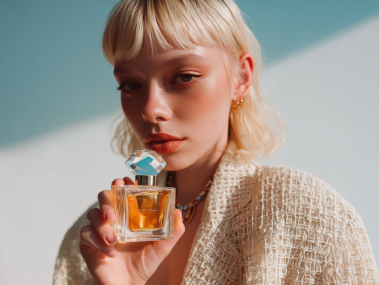 woman with a perfume bottle