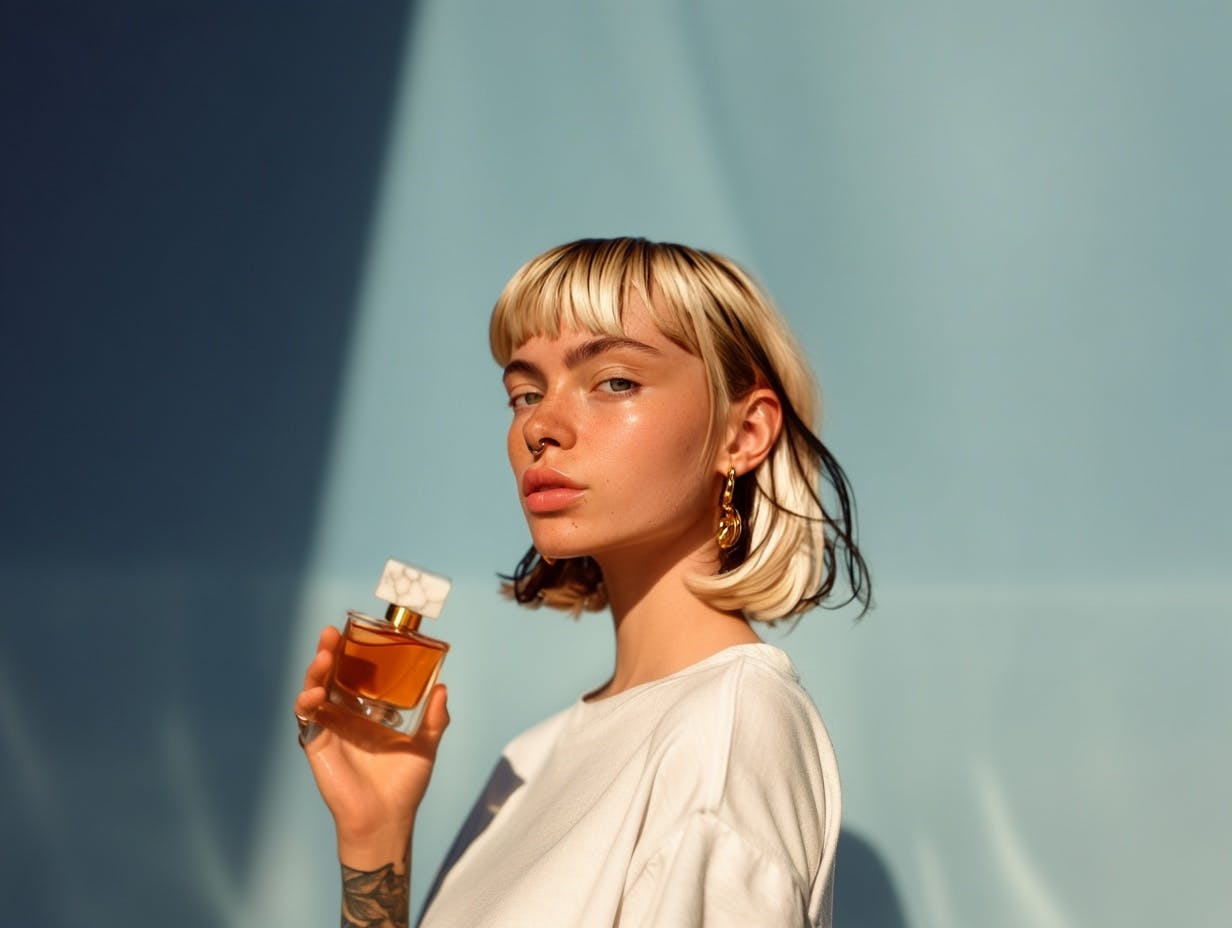 woman holding a bottle