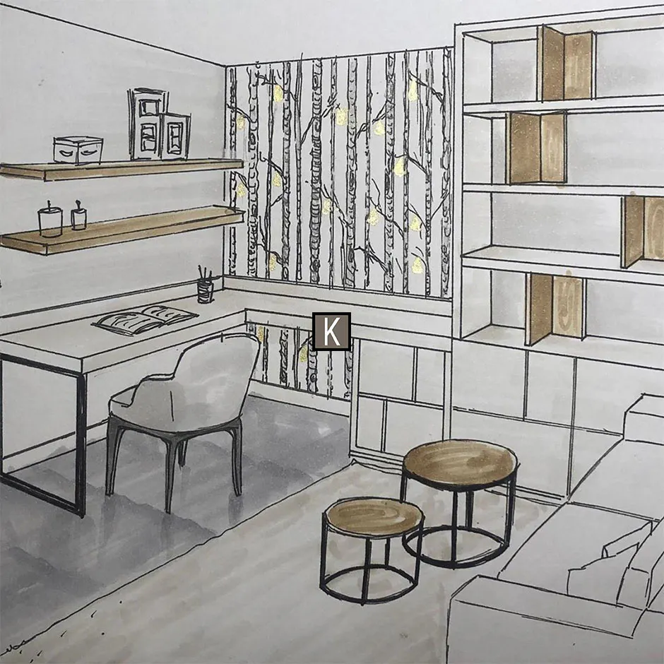 Boceto Proyecto de Interiorismo en Torrelodones