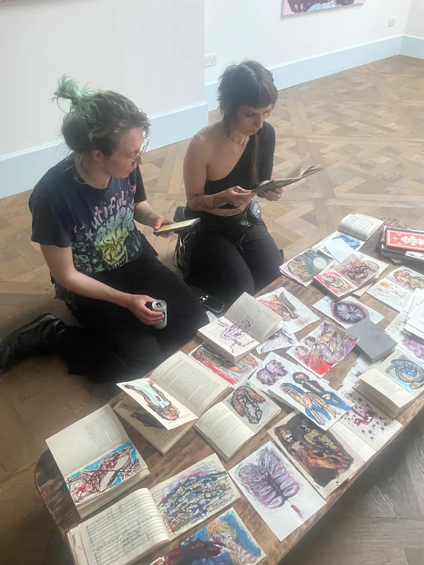 Table of books at my solo show with Arusha gallery, London, 2024.