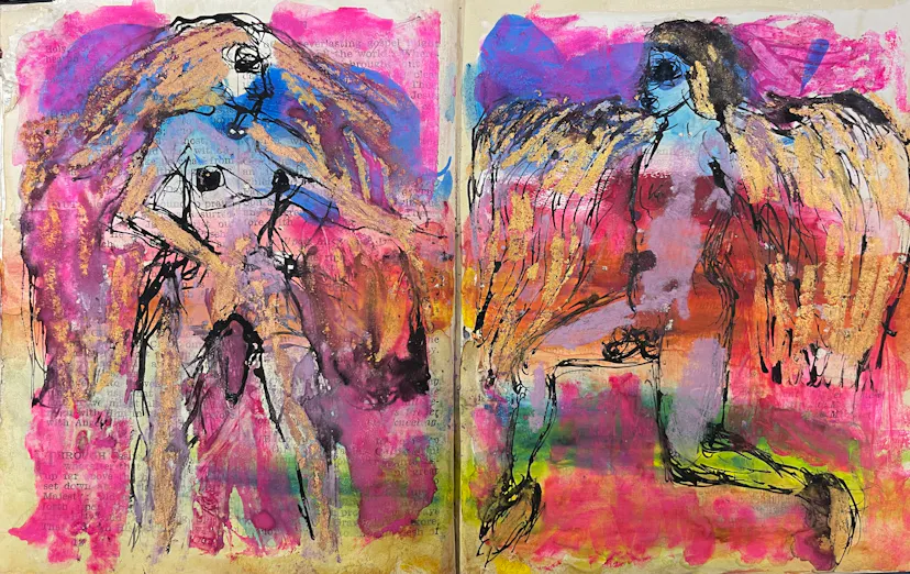 Angels or Lovers. Tiny drawing in a book.