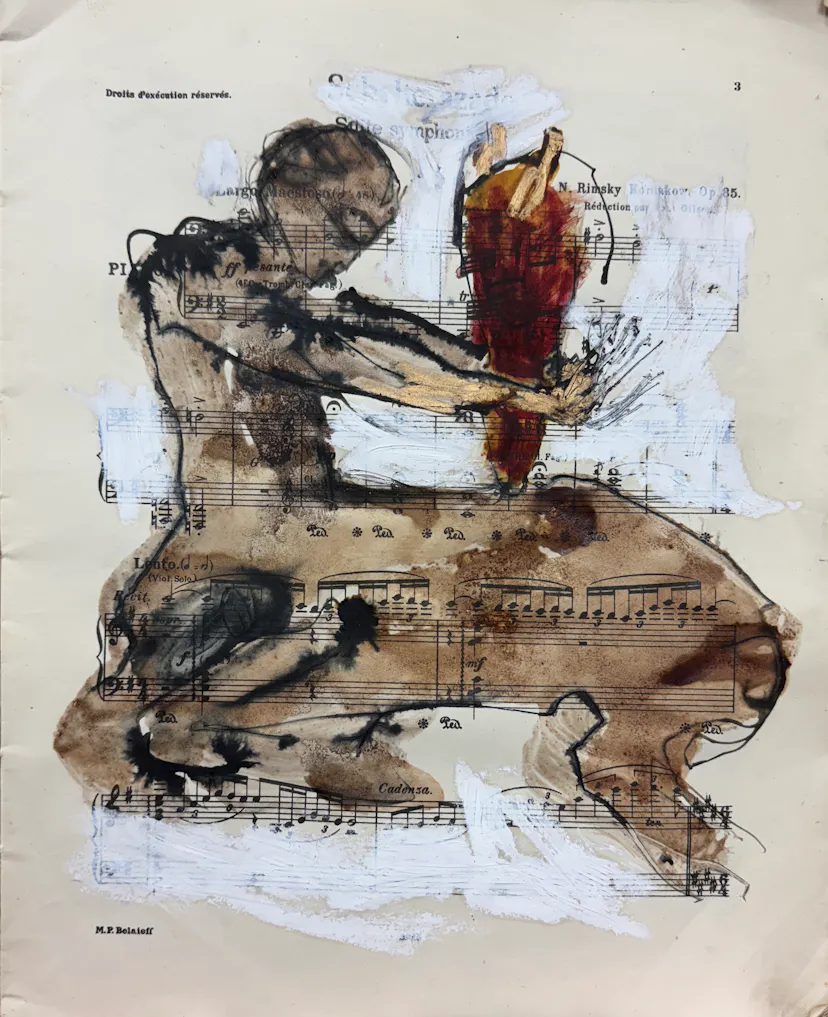 Centaur. Drawing in a book. 30 x 25 cm approx. 2025