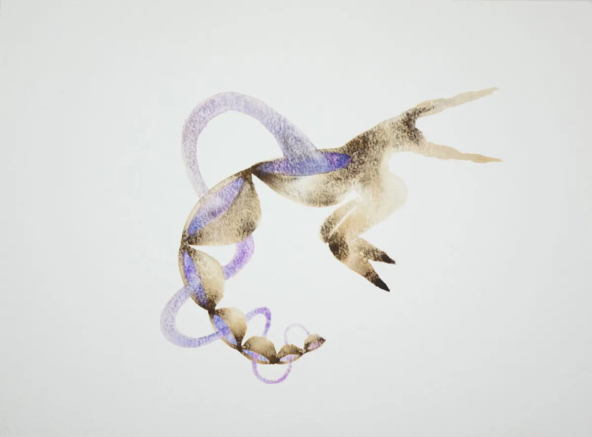 Sky Serpent dreams of earthy wombs watercolour June 2019 30 x 40 cm approx