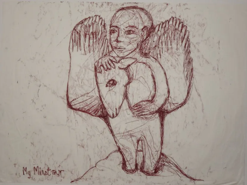 My Minotaur Monotype on Gampi paper 45 x 61 cm 2014 Kate Walters