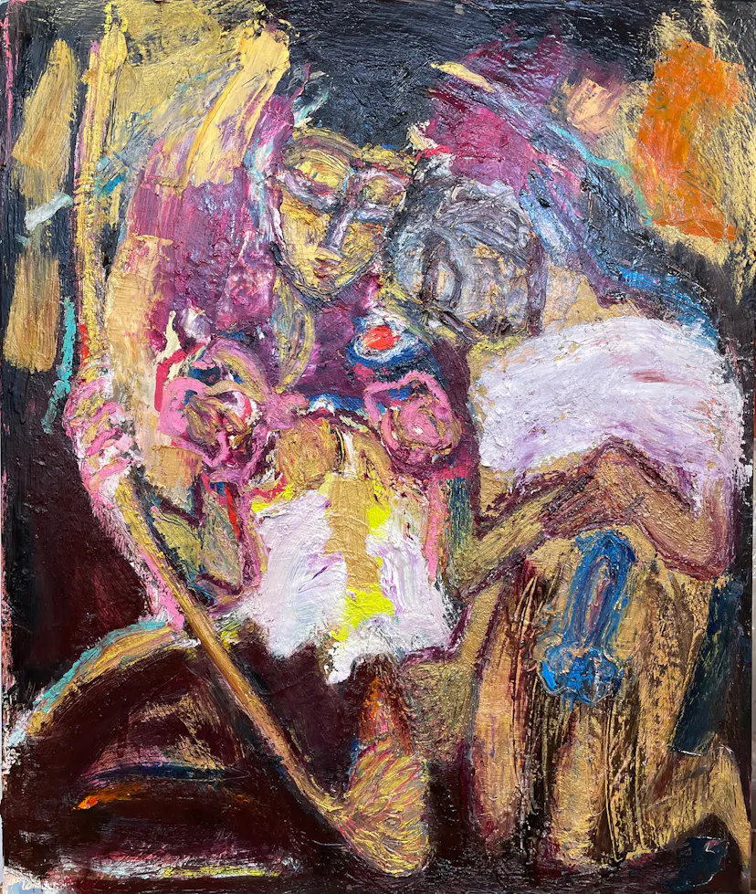 Lovers with Flower Wands. Oil on linen. 60 x 50 cm 2022