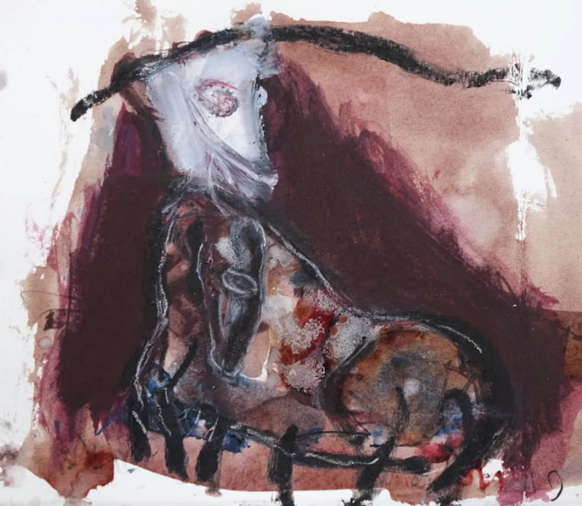 Mountain horse sleeping Kate Walters watercolour 2016