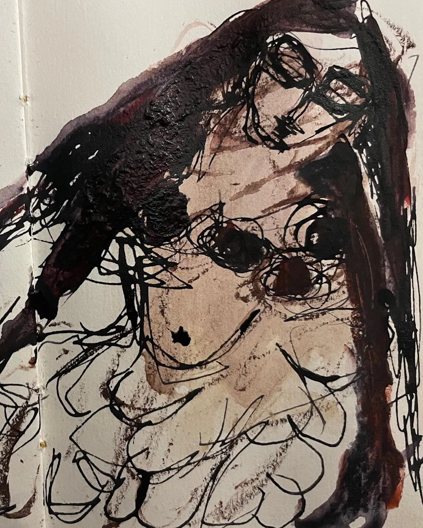 Many-breasted Angel. Tiny drawing in a book.