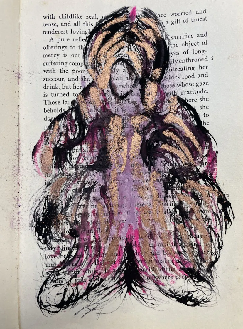 Fully clothed in my animal body fur. Tiny drawing for Little Kate in a book about Love. Venice 2022