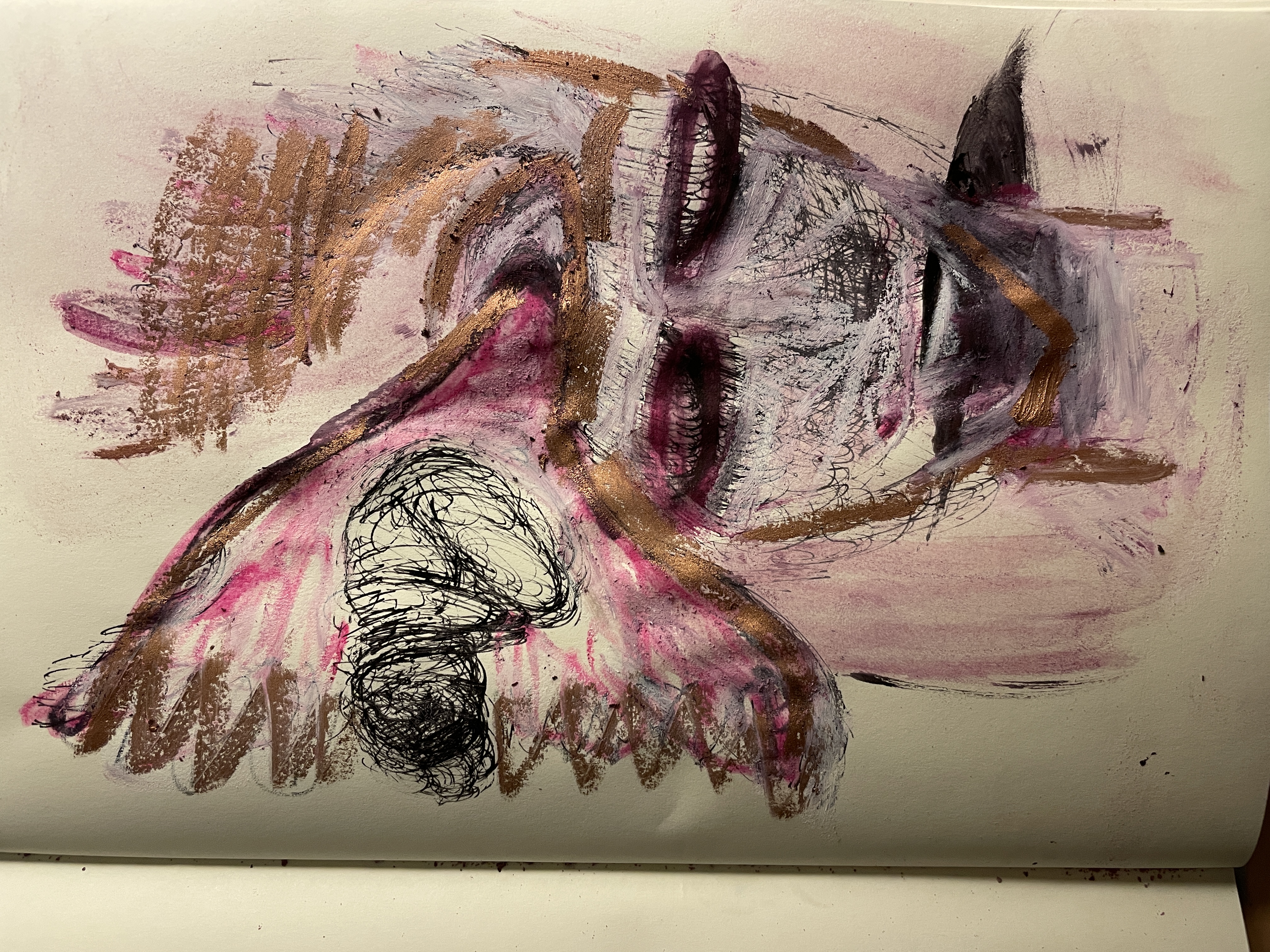 Third Eye, third Mouth. Tiny drawing in a book.