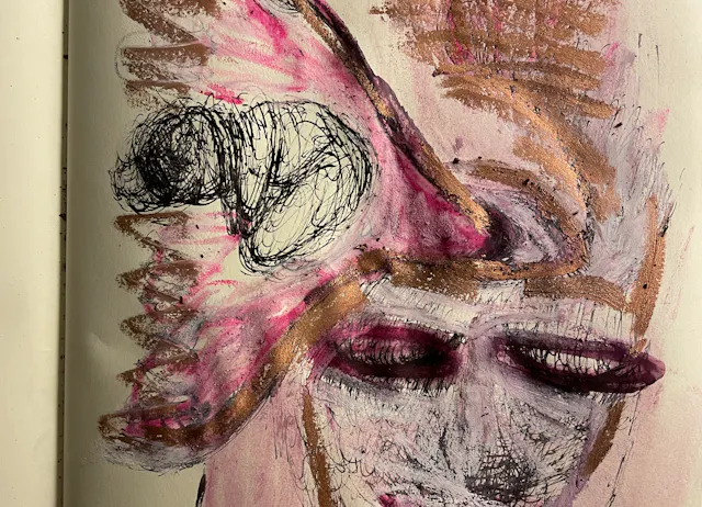 Third Eye, third Mouth. Tiny drawing in a book.
