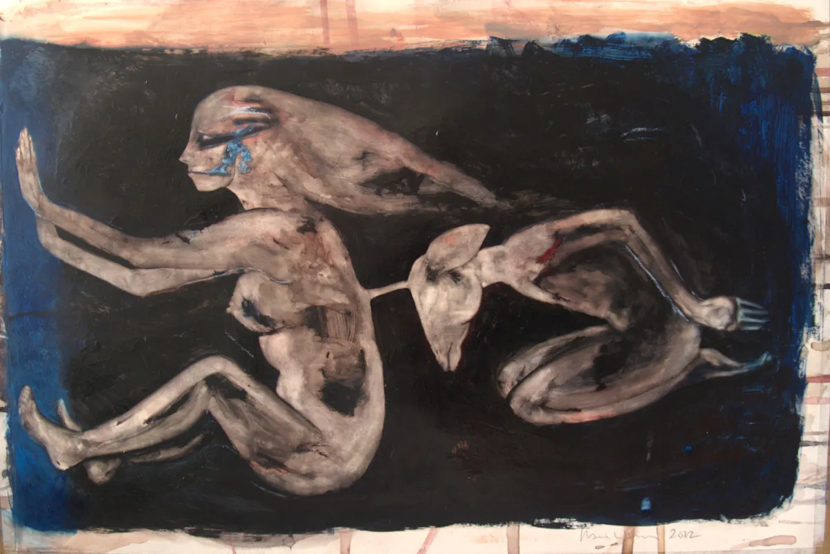 13 The Mother holds back the Flood 43 x 30 cm watercolour on gesso-prepared paper Kate Walters 2012