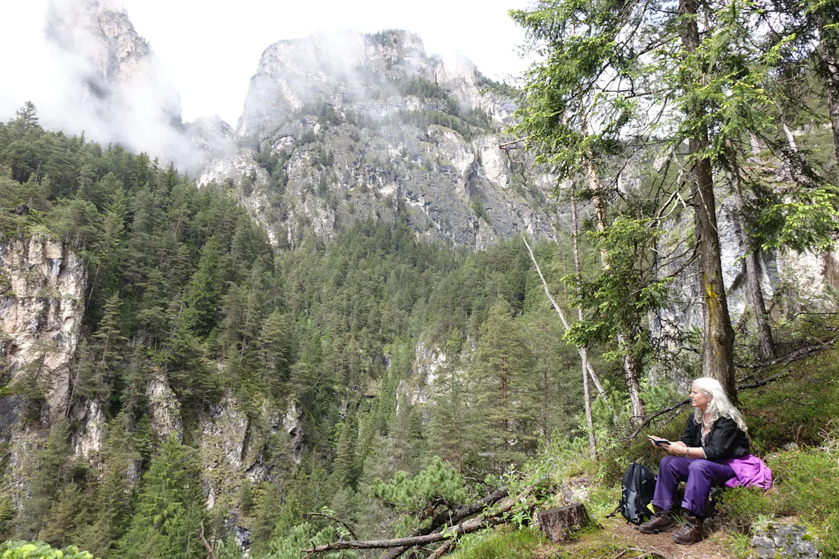 7 Kate in the Dolomites circa 2026. Drawing. photo by Andrew McDouall.