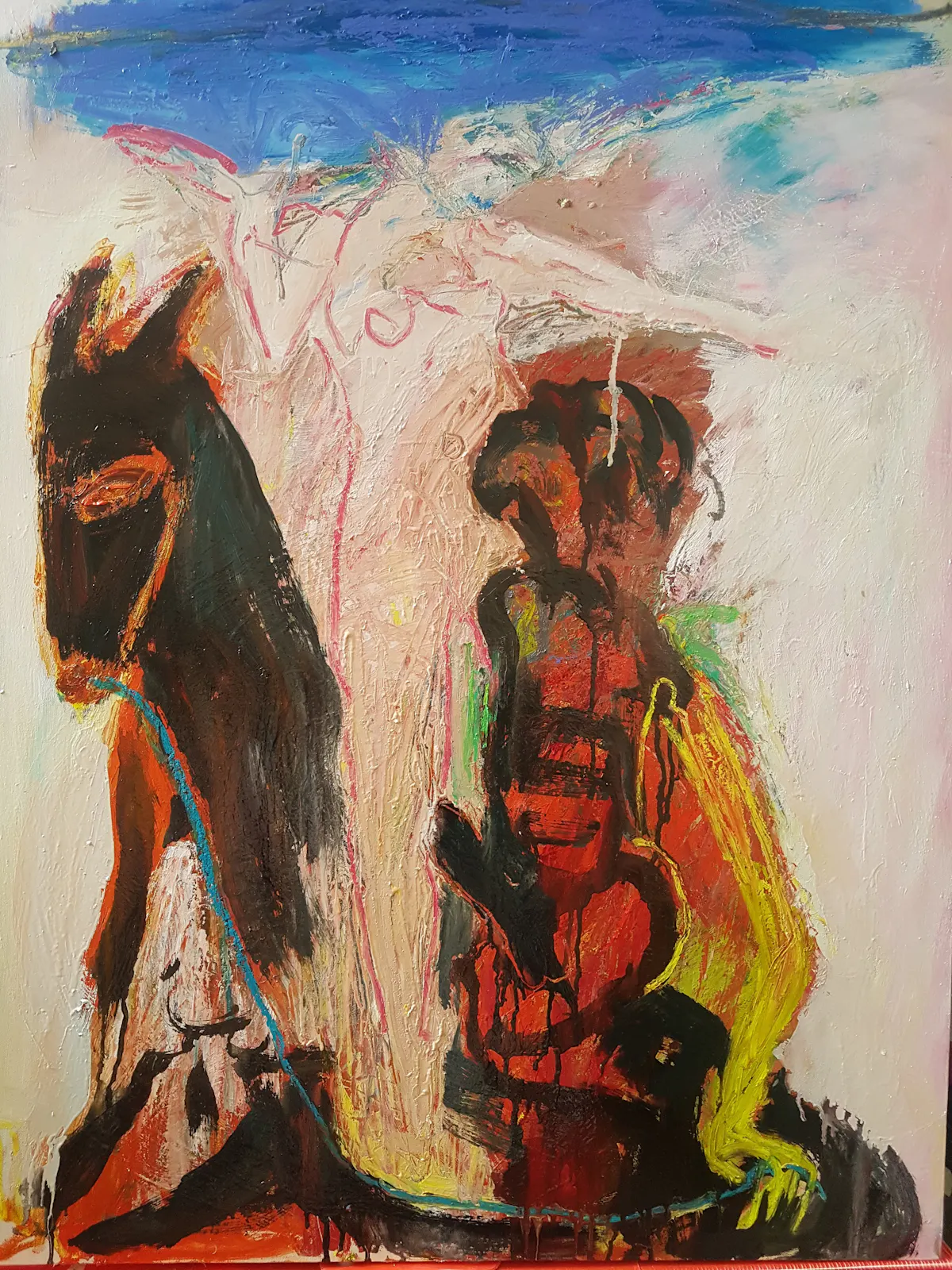 Holding up the Sky. Oil on canvas 90 x 80 cm May 2021