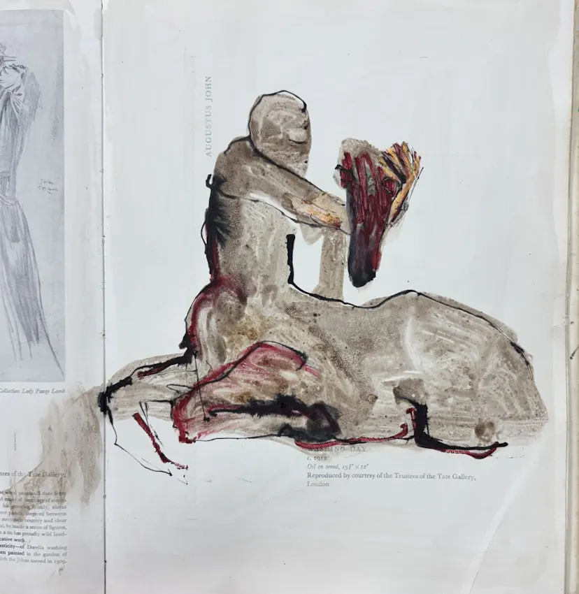 A Horse Sacrifice. Drawing in book. 30 x 40 cm. 2025
