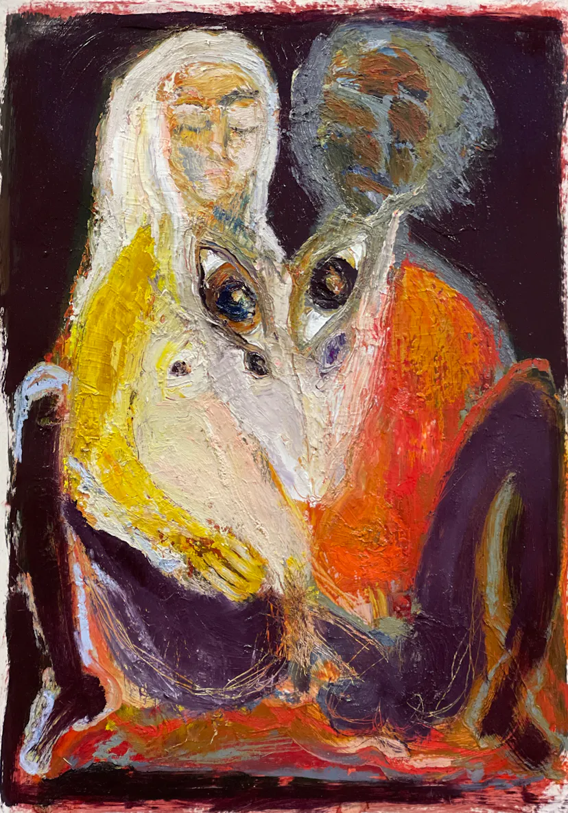 Here the Deities approve. Oil on gessoed paper. 55 x 45 approx January 22