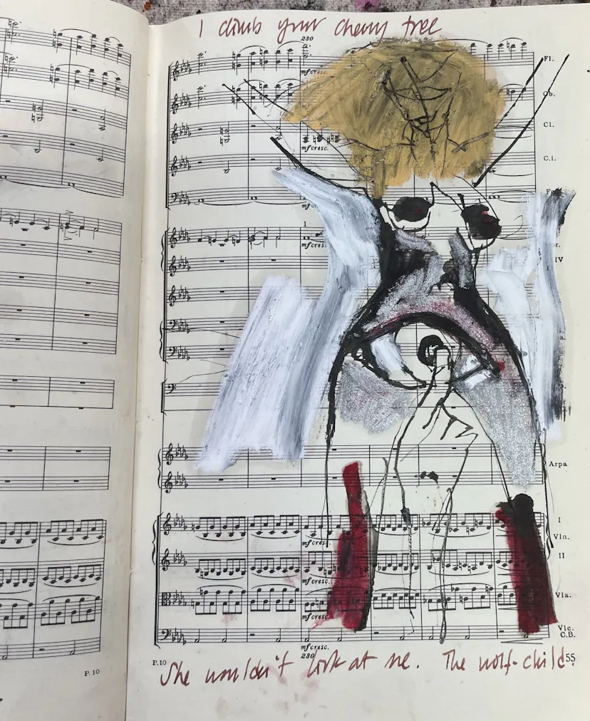I climb your cherry tree. Drawing in Fantasy Overture. Kate Walters 2023