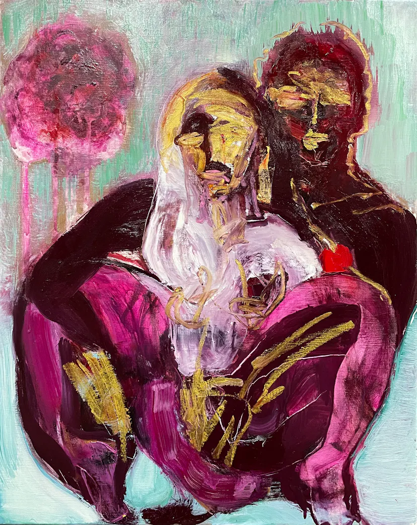 Dreaming of him playing me. Oil on linen. 50 x 40 cm. 2024.