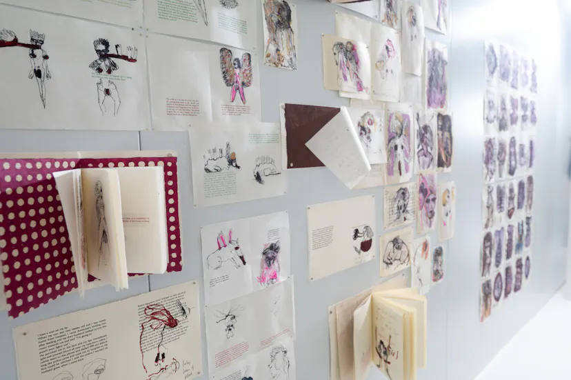 Installation of book pages at Studio KIND March 2023.