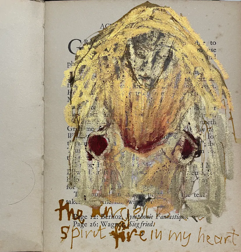 drawing of heart flames