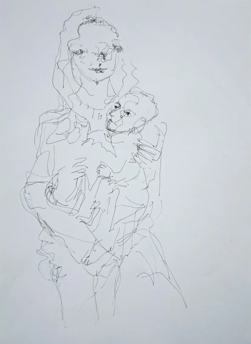 Madonna Saint with Child on Knee  33 x 24 cm 2015 ink on paper