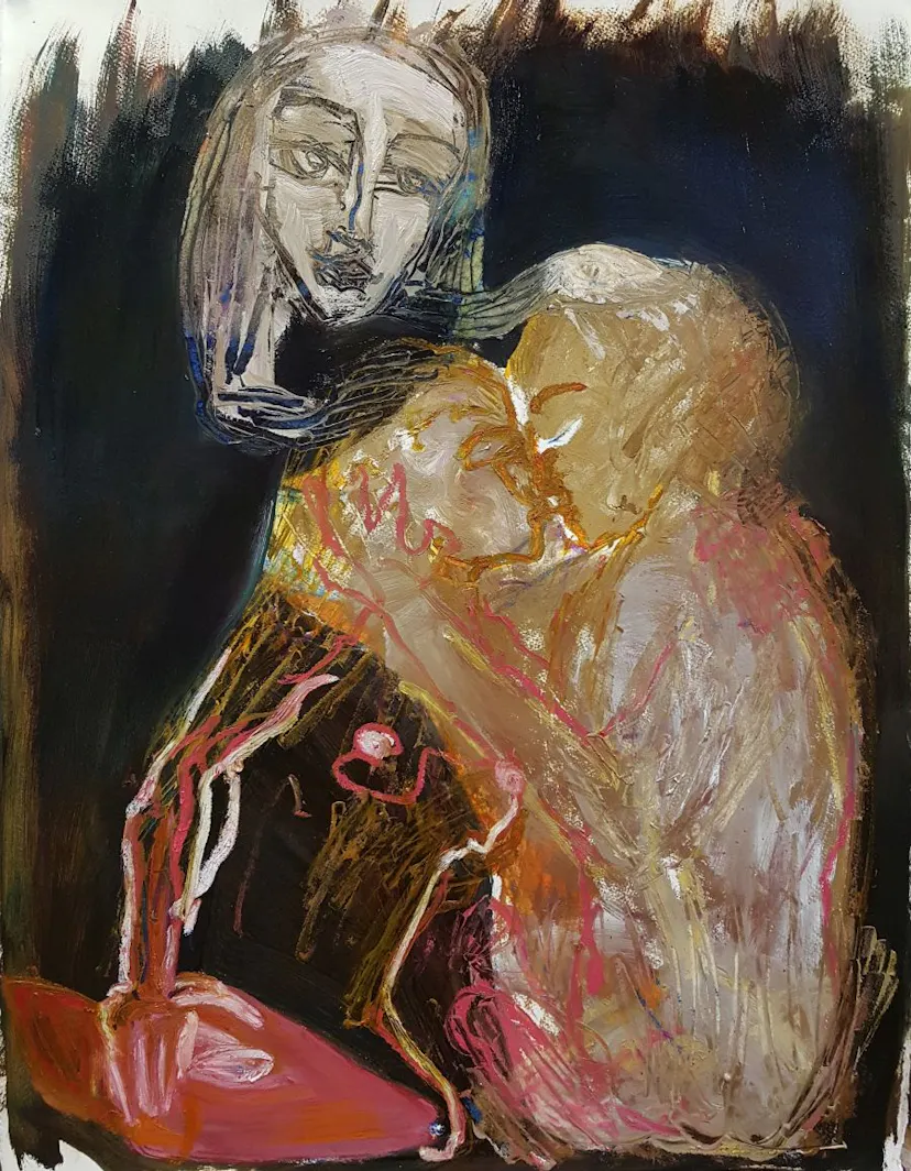 Venus brings blessings. Oil on paper. 76 x 56 cm approx