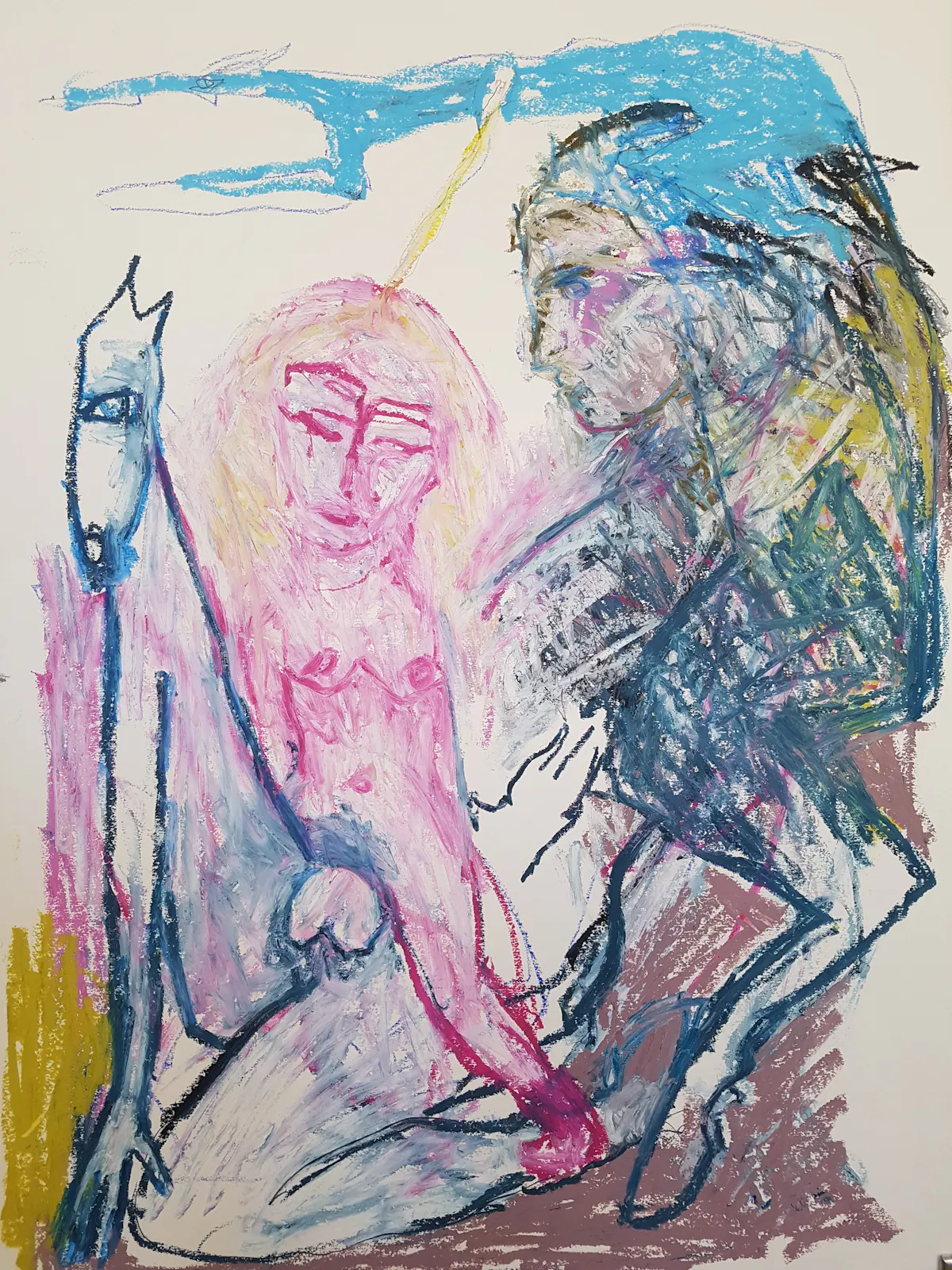 Crowning Sex, As Above, so Below. Oil pastel on paper. 76 x 56 cm May 2021.