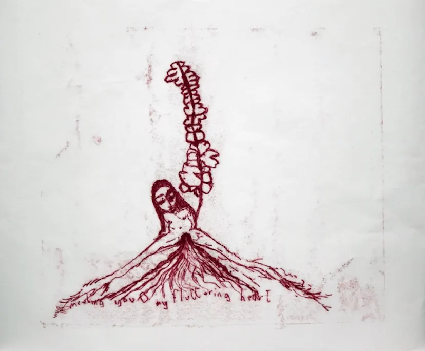 O my fluttering heart I meet you here, Iona, Monotype, 2015
