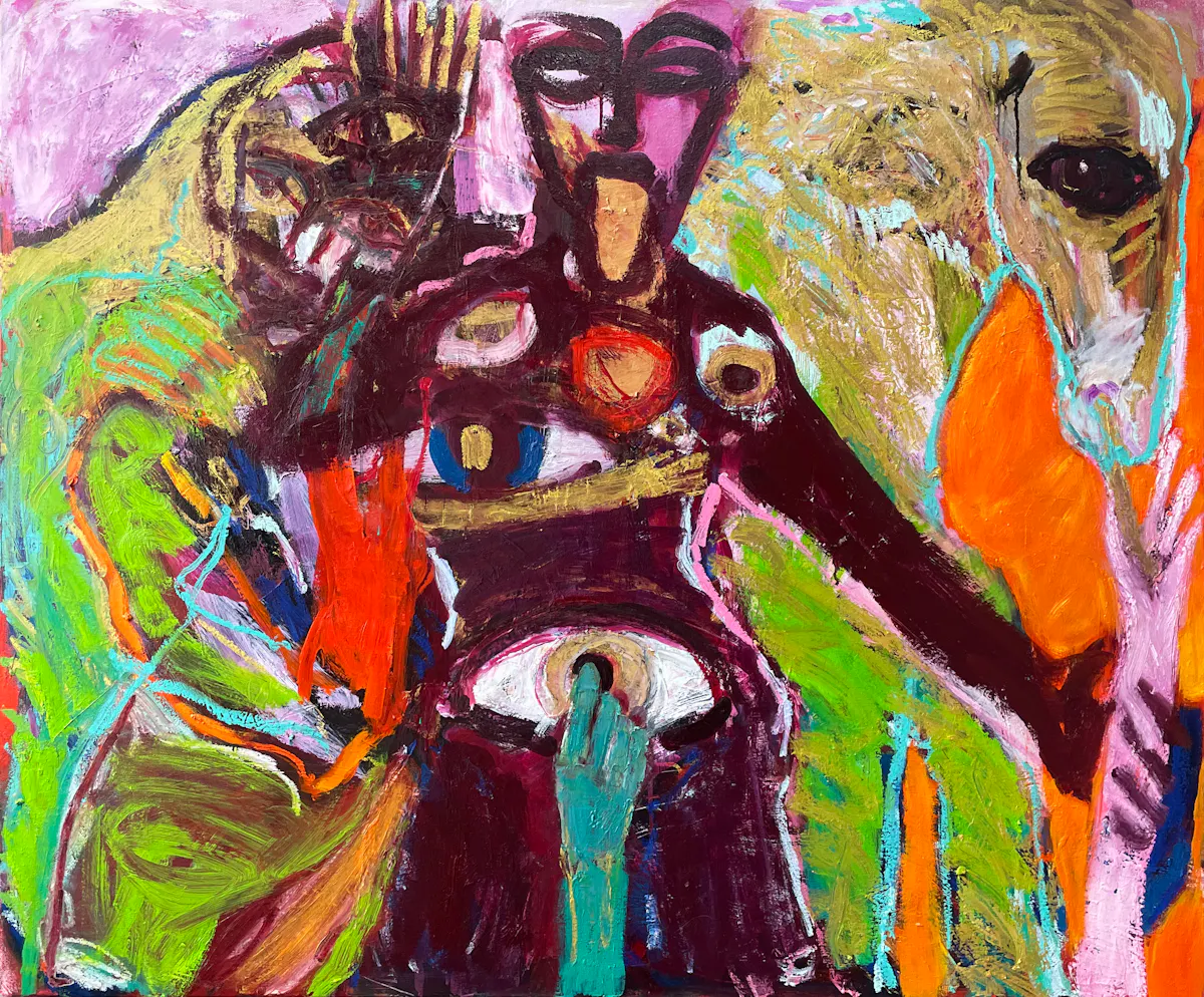 All the ways we touch. Oil and oilstick on canvas. 100 x 120 cm. 2024.