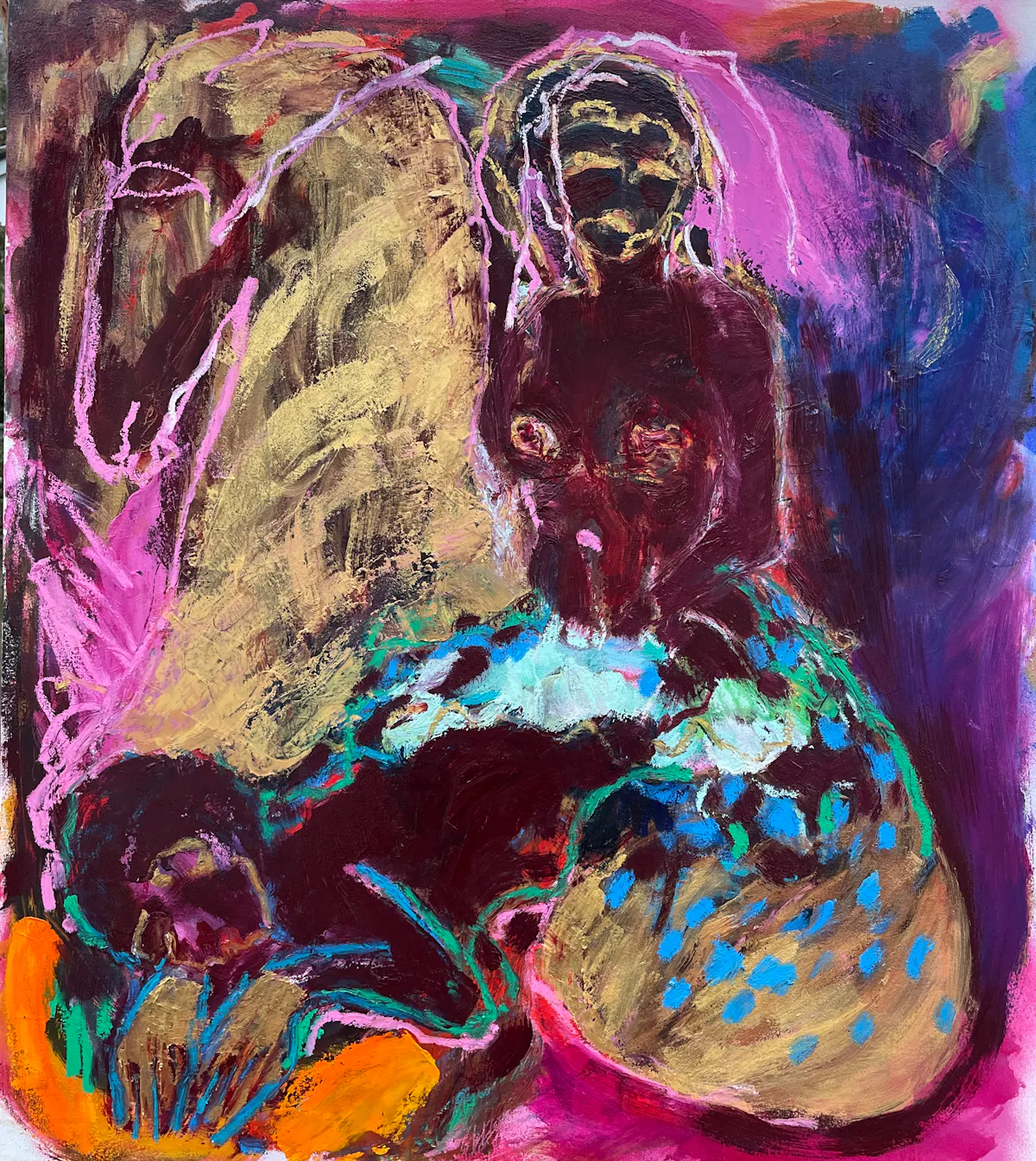 Rising up out of Heaven's Gate. Oil and oilstick on linen. 90 x 80 cm. 2024.