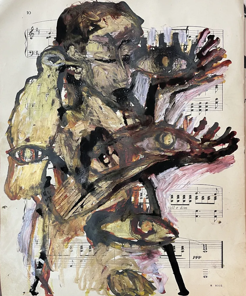 heShe Seer sees with chakras drawing in music book. February 25