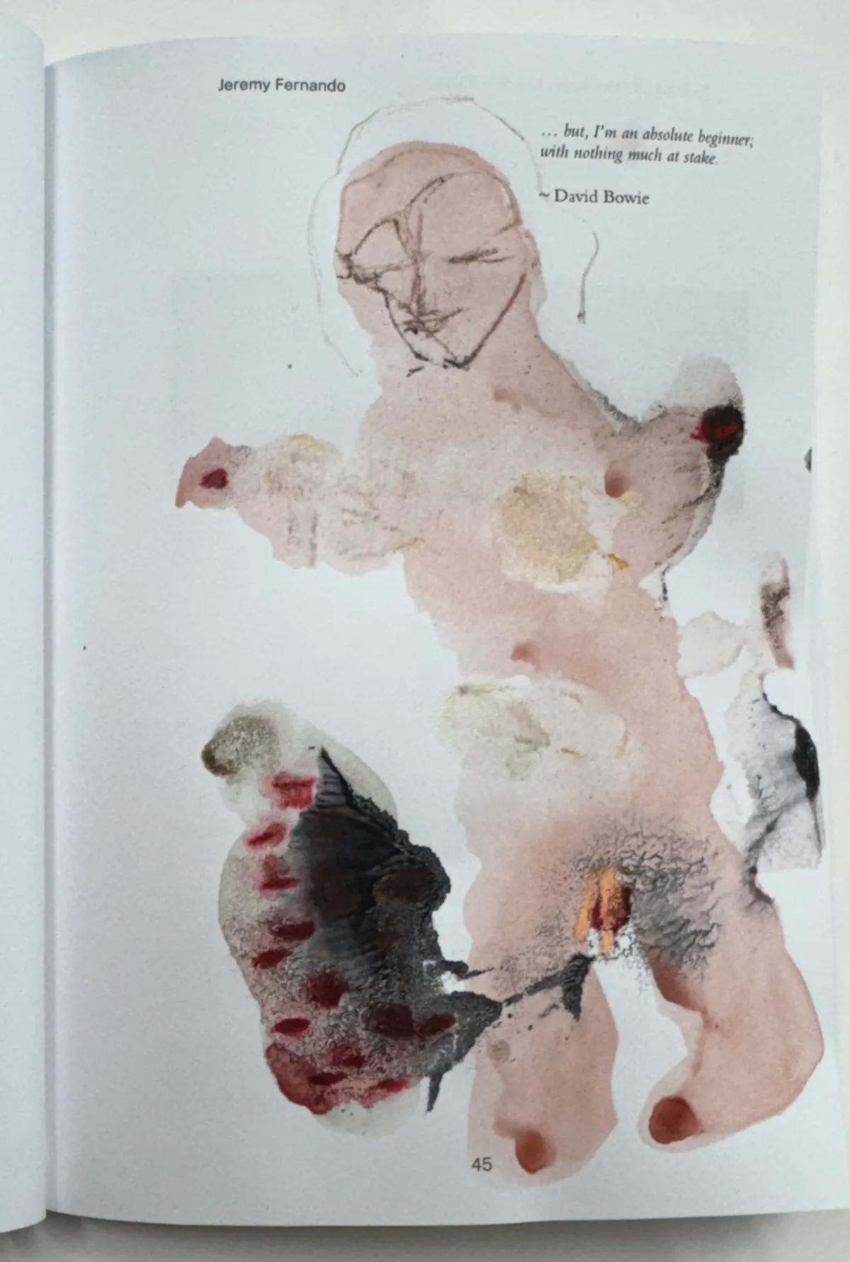 Book drawing under Bowie quote in Kamila Kuc's book I Was There. Approx 17 x 12 cm