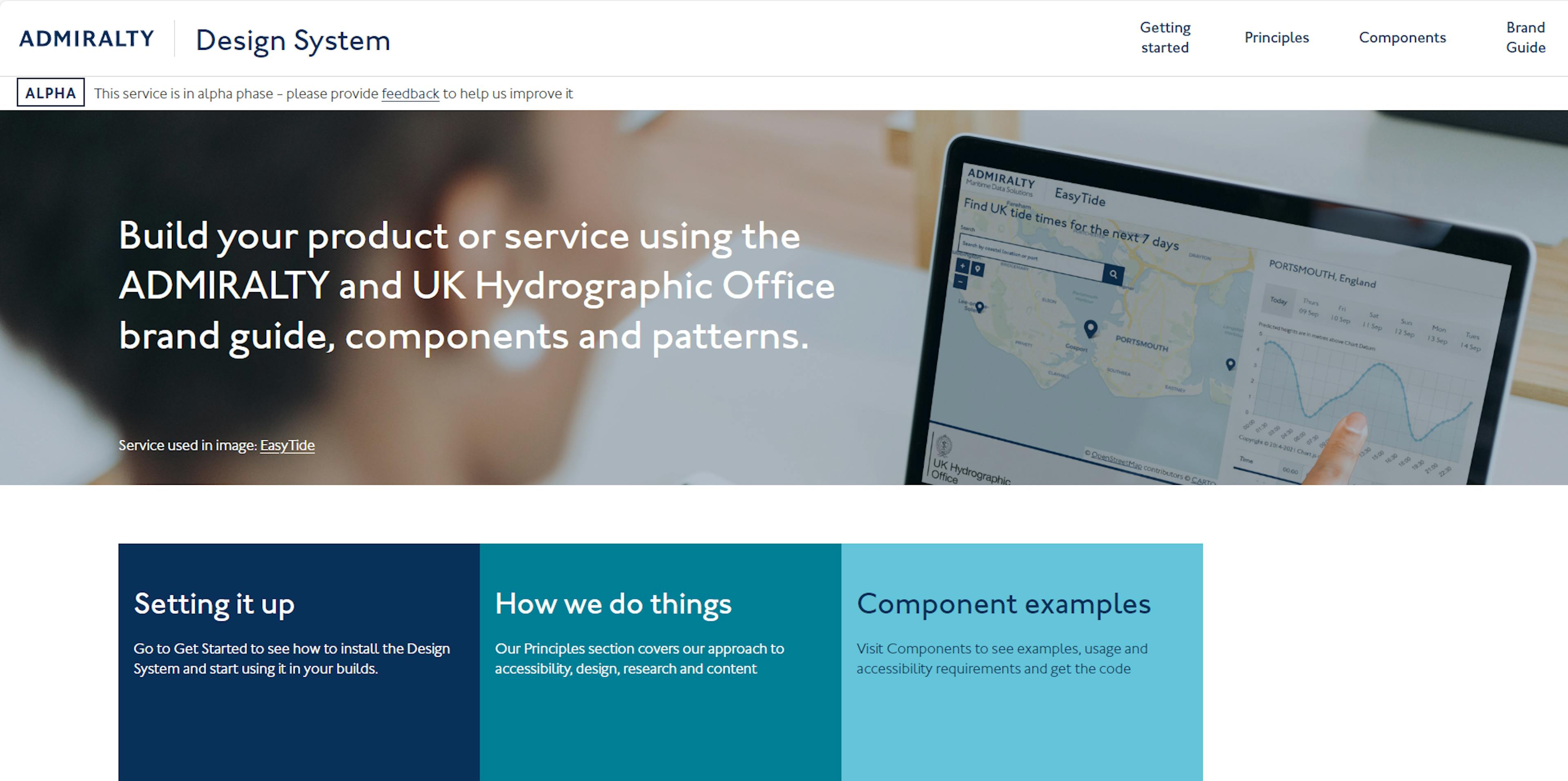 Image of the design system homepage