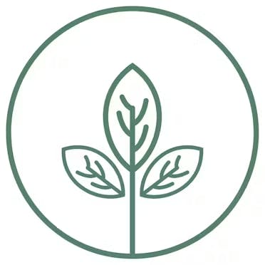 Sustainability sign, green leaf in a circle